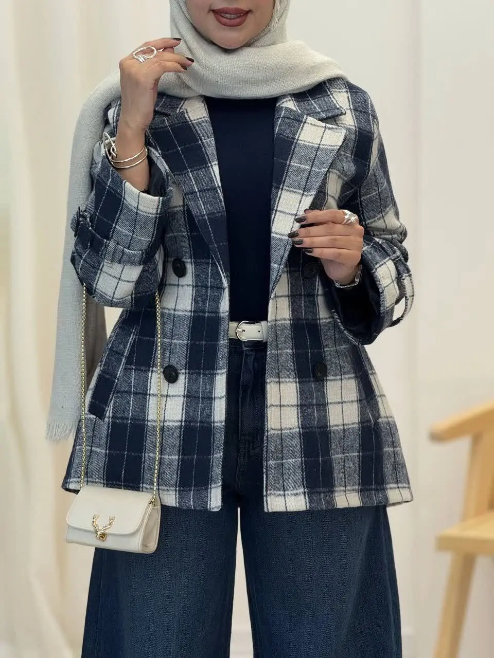 3568-کت چهارخونه شکلات